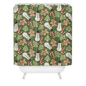 Deny Designs Lathe & Quill Sweet Christmas Cookies On Green Shower Curtain - 1 of 3
