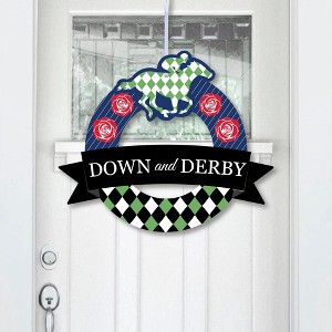 Big Dot of Happiness Kentucky Horse Derby - Outdoor Horse Race Party Decor - Front Door Wreath - 1 of 4