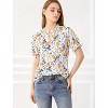 INSPIRE CHIC Women's Ruffled Short Sleeve Floral Mock Neck Summer Top - 3 of 4