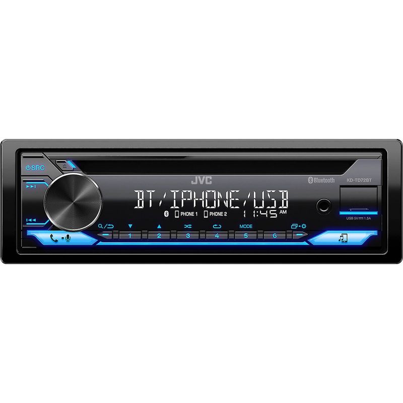 JVC KD-TD72BT CD Receiver featuring Bluetooth / USB / 13-Band EQ / JVC Remote App Compatibility with 2 Pairs R-S65.2 6.5" R-Series Coaxes, 3 of 9