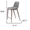 HomeRoots Set of Two 26" Slate Gray and Brown Faux Leather and Steel Counter Height Bar Chairs - 3 of 4