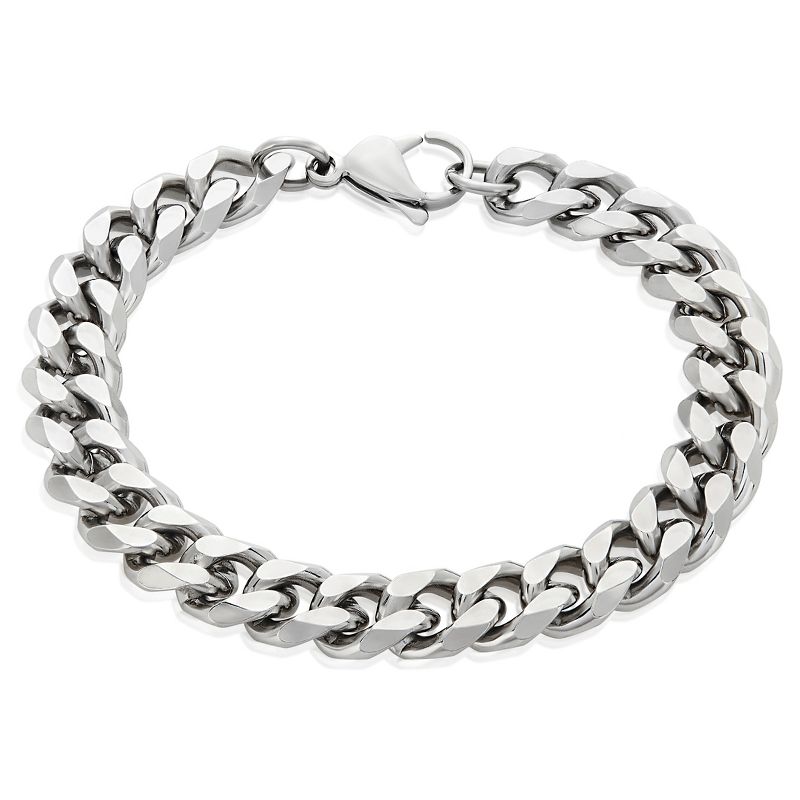 Men's Crucible Stainless Steel Beveled Curb Chain Bracelet (11mm) - Silver (8.5"), 1 of 5