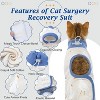 Cat Surgery Recovery Suit Female Male Soft Onesie, Abdominal Wounds Anti-Licking Pajama for Small Pets, Kitten Surgical Collar Cone Alternative Shirt - 4 of 4