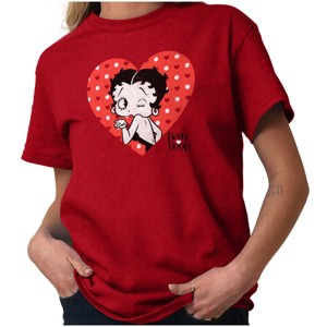 Women's Betty Boop Blowing Kisses Adorable Graphic T Shirt Tees Brisco Brands - 1 of 4