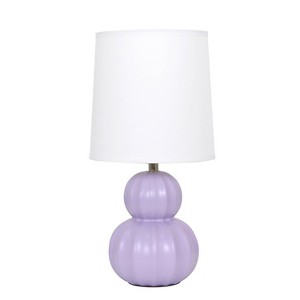 Simple Designs Chic Glow Stacked Double Gourd Ceramic Table Lamp Lavender White Shade - 1 of 4