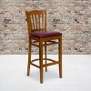 Emma and Oliver 2 Pack Vertical Slat Back Wooden Restaurant Barstool - 2 of 4