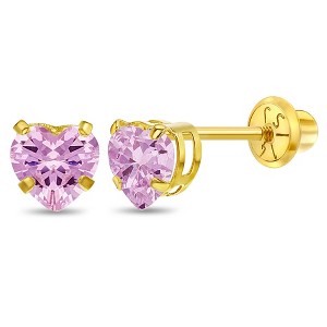 Girls' Classic Heart CZ Screw Back 14k Gold Earrings - In Season Jewelry - 1 of 4