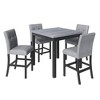 Rectangular Dining Table Set Of 5, Rectangular Tabletop Kitchen Table Set With Footrest & 4 Upholstered High-Back Chair, Dining Table Set - 2 of 4