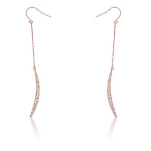 ShineHigh Luna 0.5ct Cubic Zirconia Rose Gold Moon Drop Earrings for Women – Long Pave-Set Crescent Earrings with Fish Hook Backs - 1 of 1