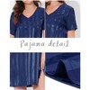 cheibear Women's Short Sleeve Mini length Striped Pajama Dress - 4 of 4
