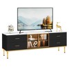 65 Inch TV Stand with LED Lights, Modern Entertainment Center with 4 Drawers & Shelves & Glass Doors, TV Console Table for 55/65/75 Inch TV - 3 of 4