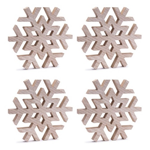 Melrose Natural Wood Snowflake (Set of 4) - image 1 of 3