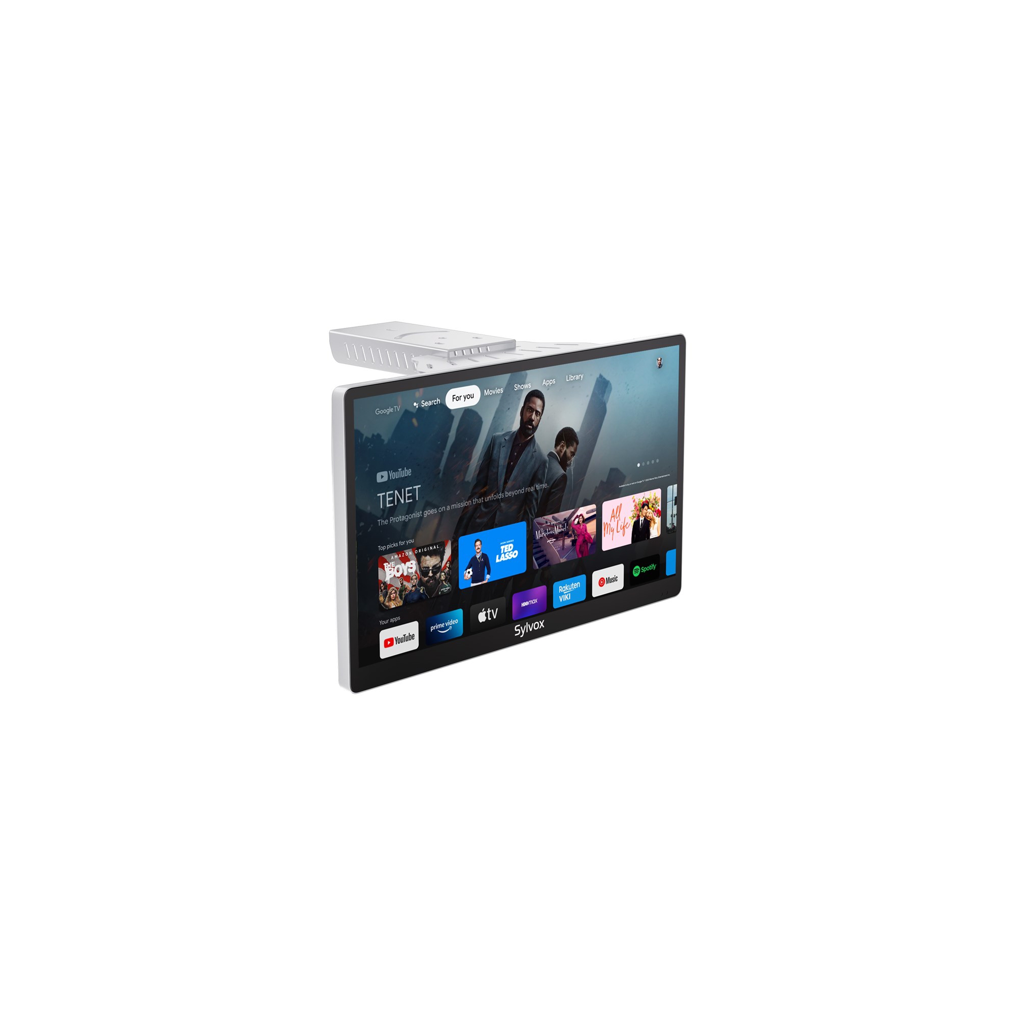SYLVOX 15.6" Smart Kitchen TV, 1080P FHD Flip-Down Under Cabinet TV, Newest Google TV with App Store, Google Assistant, 12-Volt Smart TV for Kitchen