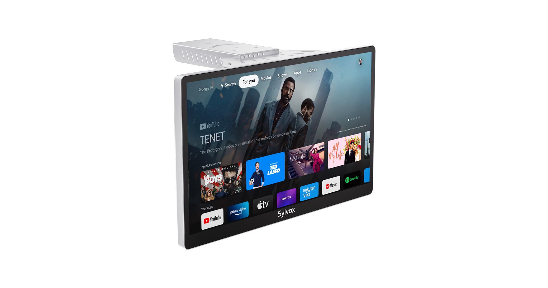 SYLVOX 15.6" Smart Kitchen TV, 1080P FHD Flip-Down Under Cabinet TV, Newest Google TV with App Store, Google Assistant, 12-Volt Smart TV for Kitchen