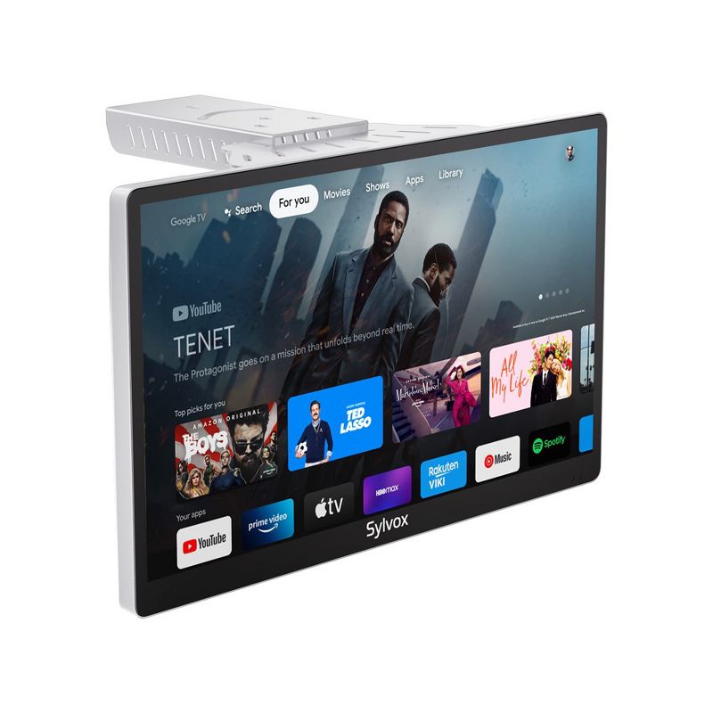 SYLVOX 15.6" Smart Kitchen TV, 1080P FHD Flip-Down Under Cabinet TV, Newest Google TV with App Store, Google Assistant, 12-Volt Smart TV for Kitchen, 1 of 11