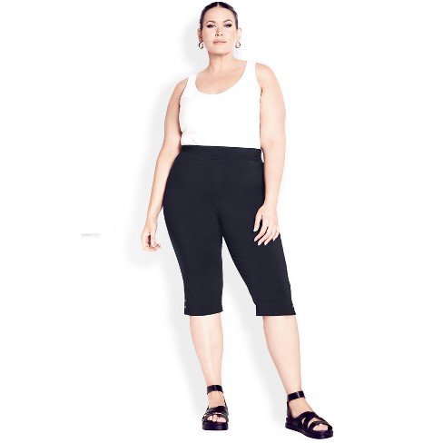 Ellos Women's Plus Size Stretch Cargo Capris Front And Side Pockets Casual  Cropped Pants - 14, Black : Target