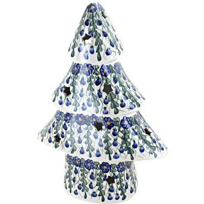 Blue Rose Polish Pottery Pandora Large Christmas Tree Luminary