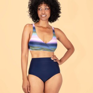 Lands' End Women's UPF High Waist Full Coverage Tummy Control Bikini Bottom - 1 of 2