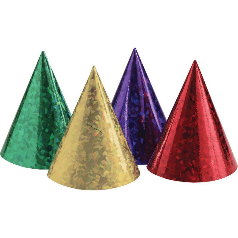 24ct Prismatic Party Hats - Multicolored Festive Wearable Accessories for Celebrations, 1 of 3