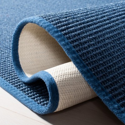 Blue 8' x 10' Handmade Wool and Cotton Rug