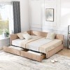 CAVINAS Storage Beds, Upholstered Tufted Bed Frame with 2 Drawers, Velvet Sofa Bed Frame with Comfortable Backrest and Armrests - 2 of 4