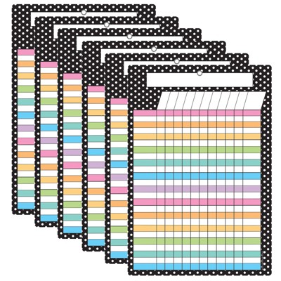 Ashley Productions® Smart Poly Chart, 13" x 19", B&W Polka Dots Incentive, w/Grommet, Pack of 6