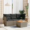 vidaXL Patio Sofa Set with Cushions Outdoor Furniture 4 Piece Poly Rattan - Gray - 2 of 4