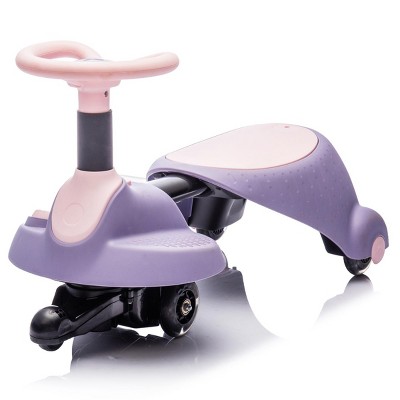 INFURNIC Baby Walkers Wiggle Car with Retractable Seat and 360 Degree Steering for Kids, Purple, 28.35"*12.99"*15.94"