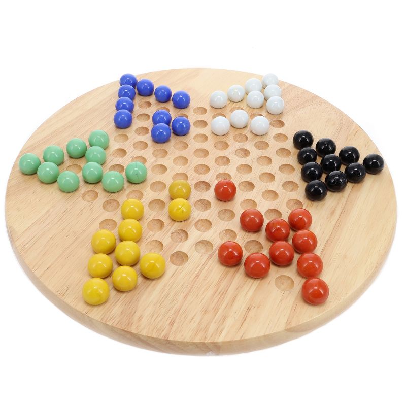 WE Games Solid Wood Chinese Checkers Set with Glass Marbles - 11.5 Inch, 3 of 9