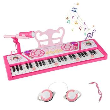 Costway 49-Key Kids Keyboard Portable Electric Lighted Piano Instrument Toy Microphone