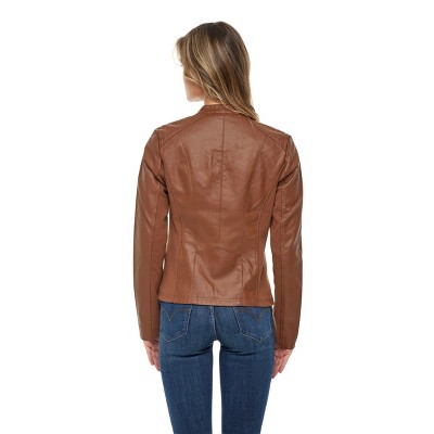 Sebby Women's Faux Leather Scuba Moto Biker Jacket - S.E.B. By SEBBY Luggage X-Large — фото 5