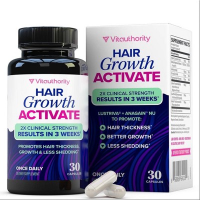 Hair Growth Activate Capsules Supplement, Support Hair Thickening, Growth & Less Shedding, Vitauthority, 30ct