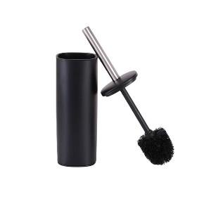 Moda at Home Bryant Powder Coated Toilet Bowl Brush Holder with Handle Black - 1 of 4