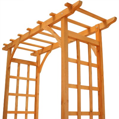 Sunnydaze 78.5" Brown Wooden Garden Arbor with Trellis Sides