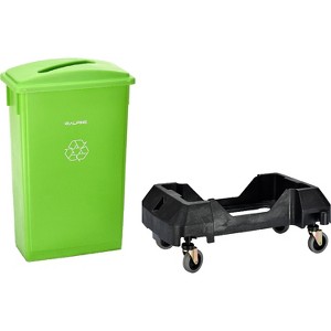 Alpine Industries Plastic Commercial Indoor Recycling Bin with Slotted Lid and Dolly 23-Gallon Lime - 1 of 4