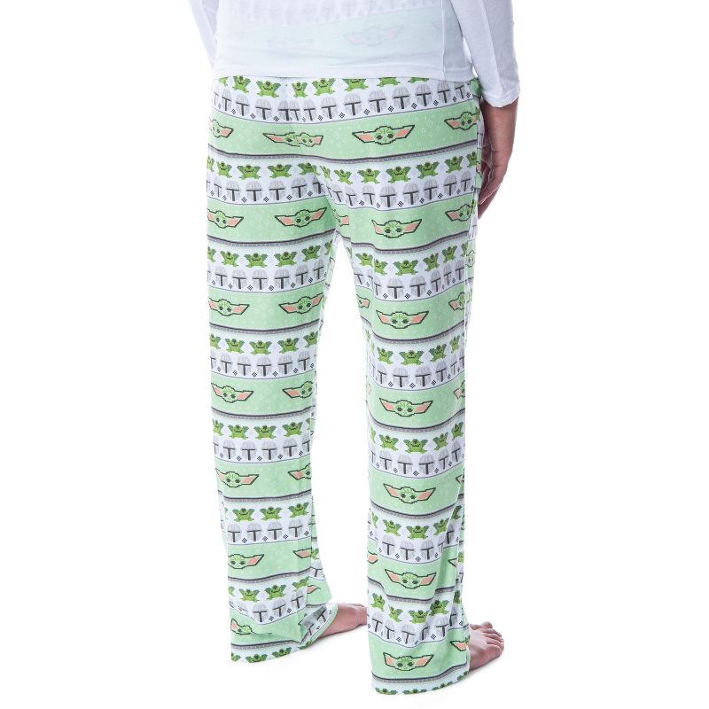 Star Wars Womens' The Mandalorian Baby Yoda Grogu Ugly Sweater Pajama Pants Green, 2 of 5