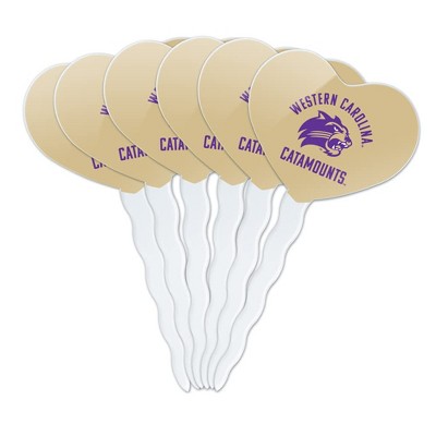 Western Carolina Catamounts Heart Love Cupcake Picks Toppers Decoration Set of 6