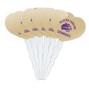 Western Carolina Catamounts Heart Love Cupcake Picks Toppers Decoration Set of 6 - 1 of 4