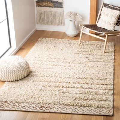 Ivory and Beige Flat Woven Wool Area Rug, 3' x 5'