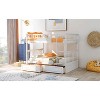 Okak Full Over Full Solid Wood Bunk Bed Loft Bunk Bed with 2 Drawers Ladder & Safety Guardrail for Teens Adults, Convertible into 2 Beds, White - 2 of 4