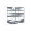 Ridstar 78.6 in. W Three-Tier Rubberwood Bunk Bed Frame with Two Built-in Ladders & Guardrails-Gray - 4 of 4