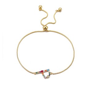 Adornia 14k Gold Plated Multi Color Stone Initial Bolo Bracelet - 1 of 1