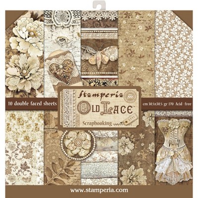 Stamperia Double-Sided Paper Pad 12"X12" 10/Pkg-Old Lace, 10 Designs/1 Each