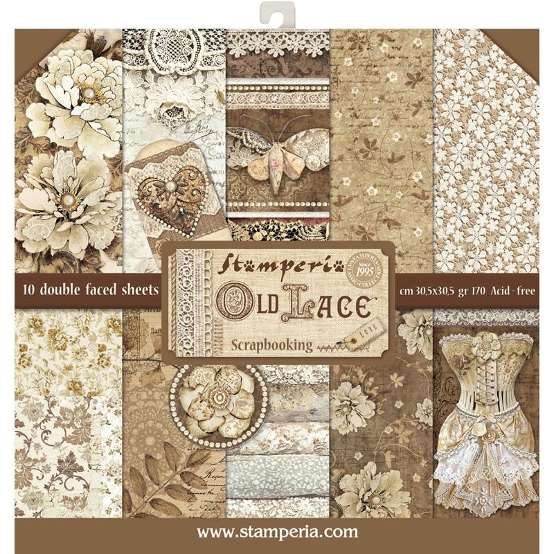 Stamperia Double-Sided Paper Pad 12"X12" 10/Pkg-Old Lace, 10 Designs/1 Each, 1 of 2