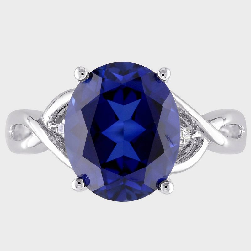 Diamond and Created Sapphire Ring, 4 of 5