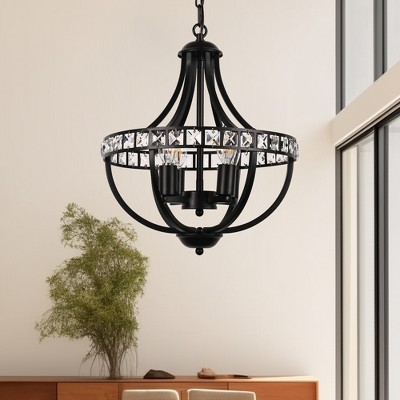 DORESshop 4-Light Black Crystal Candlestick Chandelier, Hardwired for Living Room