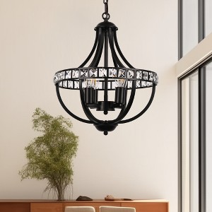DORESshop 4-Light Black Crystal Candlestick Chandelier, Hardwired for Living Room - 1 of 4