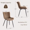 Upholstered Dining Chairs Set of 2, Leather Kitchen Chairs with Metal Legs, Mid Century Modern Dining Room Chairs w/Comfy Backrest - 2 of 4