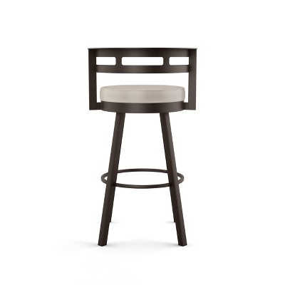 Cream Faux Leather Swivel Counter Stool with Dark Brown Metal