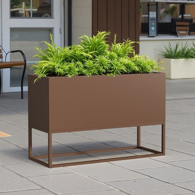 Kumasinova Raised Garden Bed,Metal Rectangular Planter with Shelves and Drainage Holes,Outdoor Garden Planter Box for Plants,Flowers